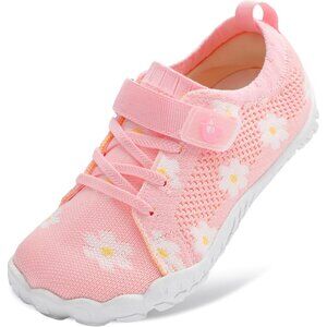 👑Boys Pink Floral Lightweight Hiking Sneakers Anti-Slip Comfortable Sport Shoes